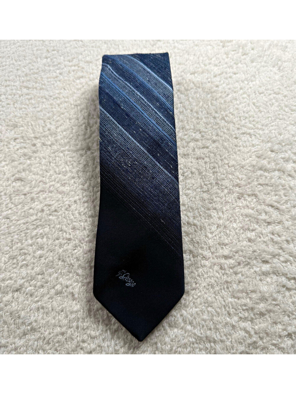 Vintage Allyn St George Tie Blue Striped 3” Necktie Silk Blend Preppy Retro